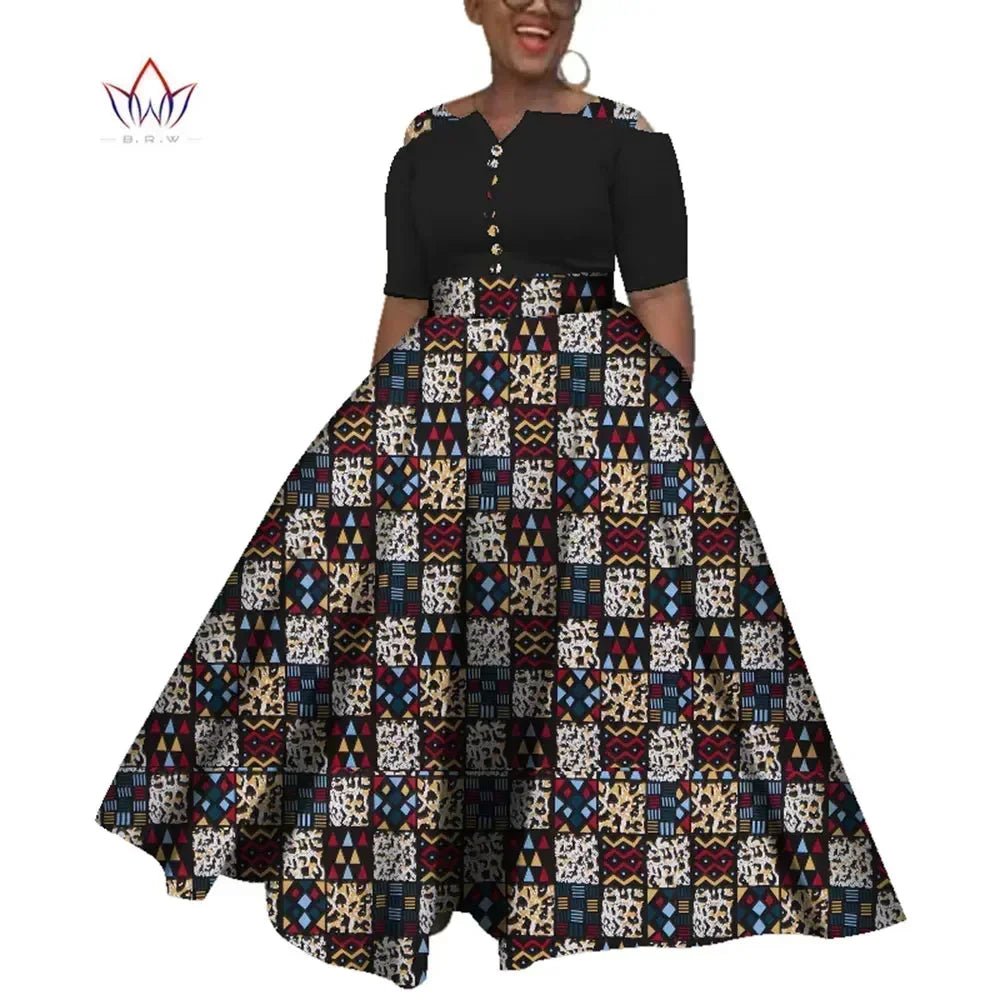 Dashiki African Dress for Women – Colorful Ankle - Length Dress for Daily Wear & Weddings (Sizes S–6XL) - Free Delivery Worldwide only at Flexi Africa