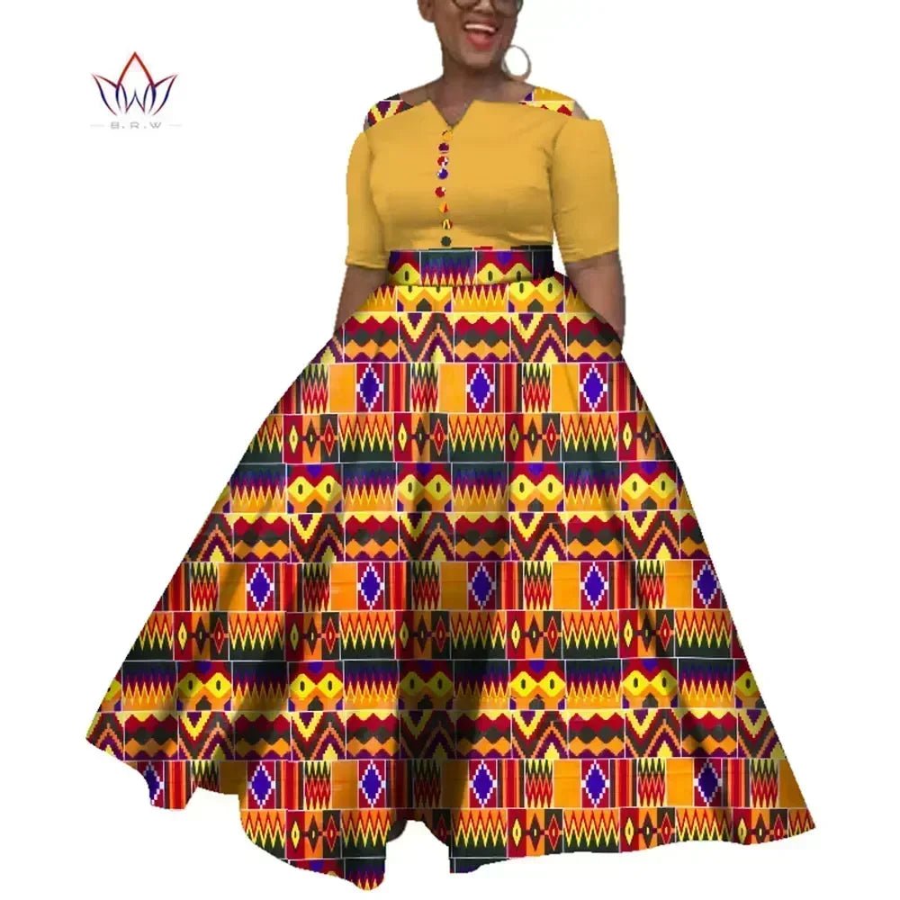 Dashiki African Dress for Women – Colorful Ankle - Length Dress for Daily Wear & Weddings (Sizes S–6XL) - Free Delivery Worldwide only at Flexi Africa