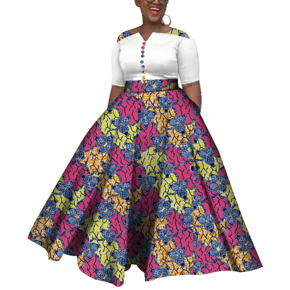 Dashiki African Dress for Women – Colorful Ankle - Length Dress for Daily Wear & Weddings (Sizes S–6XL) - Free Delivery Worldwide only at Flexi Africa