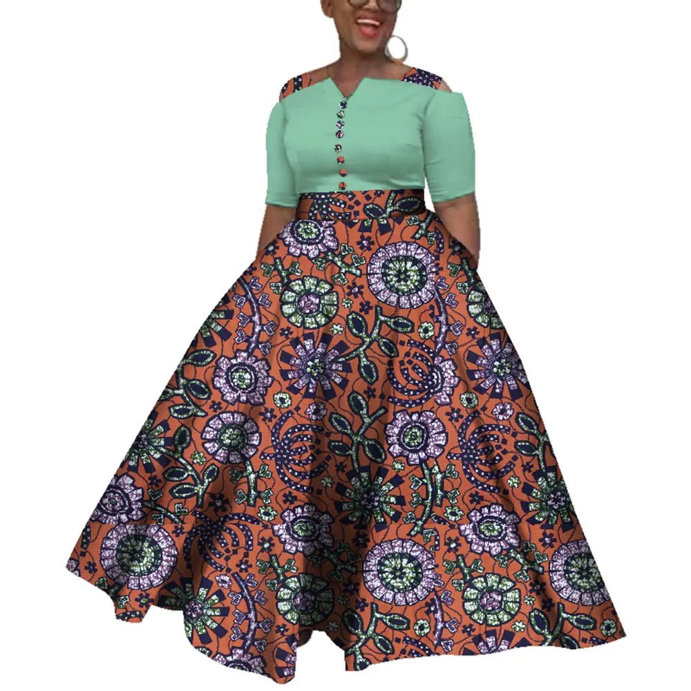 Dashiki African Dress for Women – Colorful Ankle - Length Dress for Daily Wear & Weddings (Sizes S–6XL) - Free Delivery Worldwide only at Flexi Africa