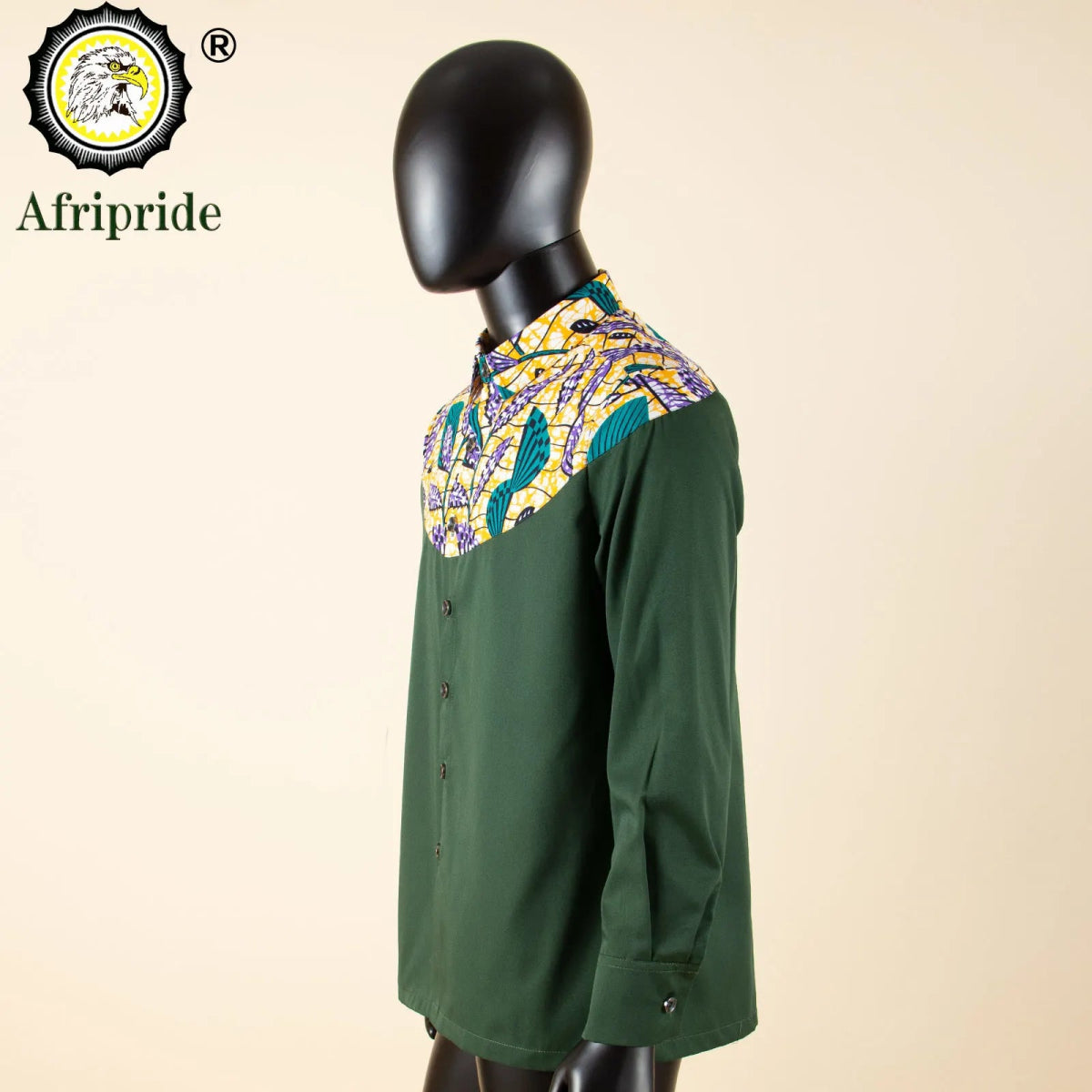 Dashiki African Men’s Long Sleeve Shirt – Ankara Print Single - Breasted Dress Shirt - Free Delivery Worldwide only at Flexi Africa