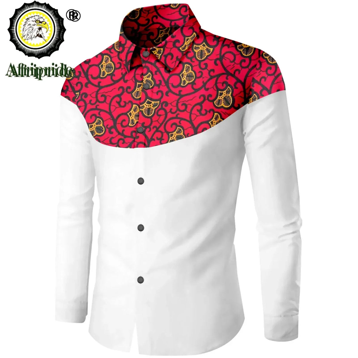 Dashiki African Men’s Long Sleeve Shirt – Ankara Print Single - Breasted Dress Shirt - Free Delivery Worldwide only at Flexi Africa