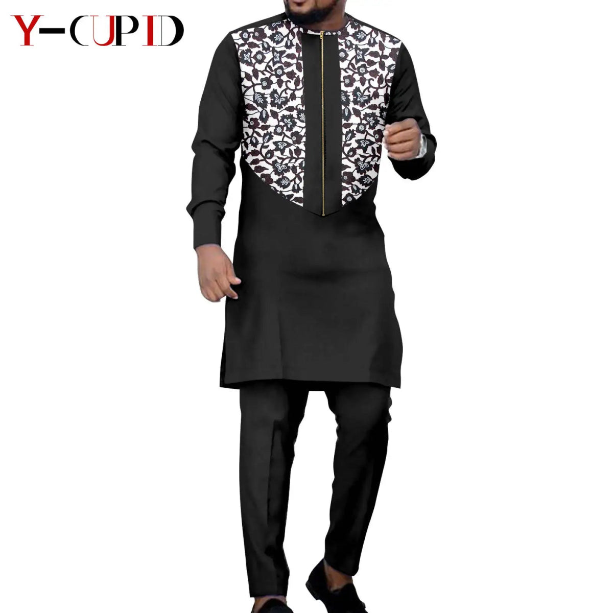 Dashiki Couple Outfit Set – Women’s African Dress with Men’s Bazin Riche Top and Pants for Special Occasions - Free Delivery Worldwide only at Flexi Africa