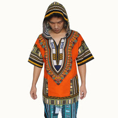 Dashiki-Inspired Hoodies: Relaxed Fit, Authentic African Dashiki Fabric, 100% Cotton, Unisex Fashion Kimono Hooded Attire