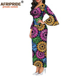Dashiki Print Bodycon Maxi Dress – Women’s African V - Neck Flare Sleeve Party & Formal Gown - Free Delivery Worldwide only at Flexi Africa