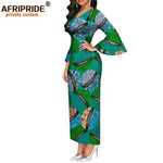 Dashiki Print Bodycon Maxi Dress – Women’s African V - Neck Flare Sleeve Party & Formal Gown - Free Delivery Worldwide only at Flexi Africa