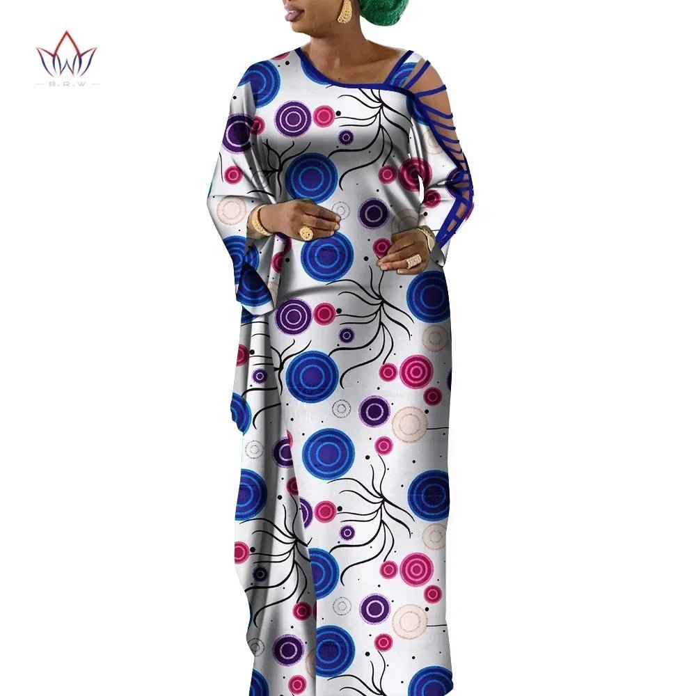 Dashiki Print Mermaid Party Dress for Women – African Cotton Evening Gown with Cut - Out Sleeves - Free Delivery Worldwide only at Flexi Africa