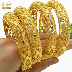 Designer African Bracelet: 24K Gold-Colored Bangles for Women, Luxury Wedding Jewelry - Flexi Africa - www.flexiafrica.com