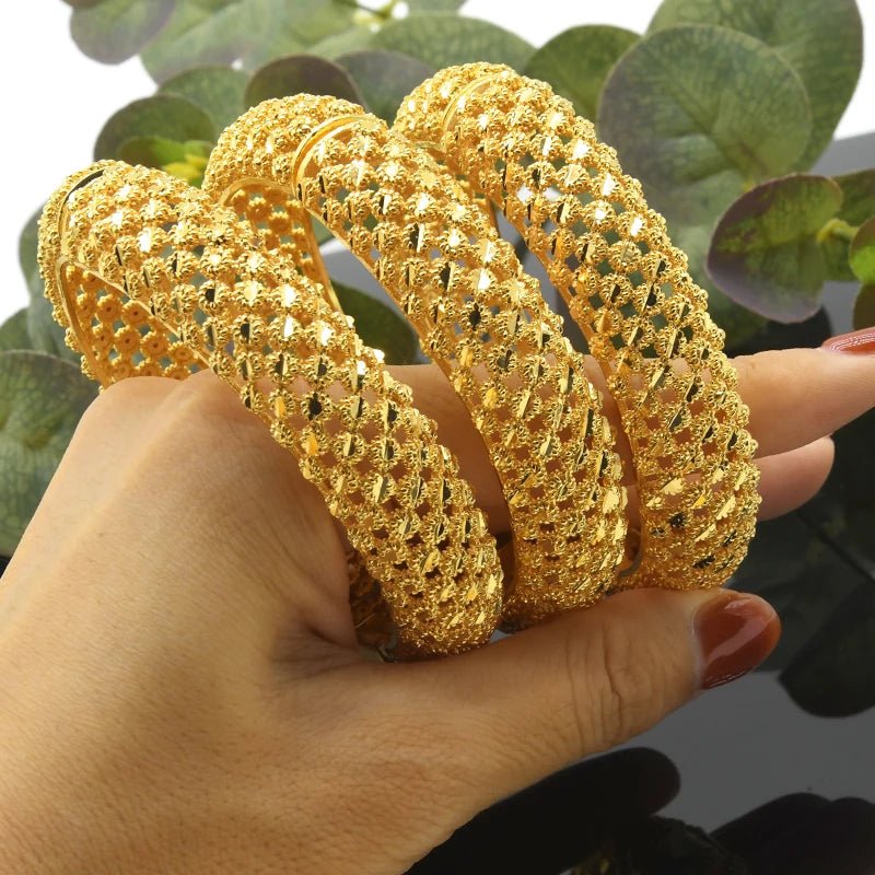 Designer African Bracelet: 24K Gold-Colored Bangles for Women, Luxury Wedding Jewelry - Flexi Africa - www.flexiafrica.com