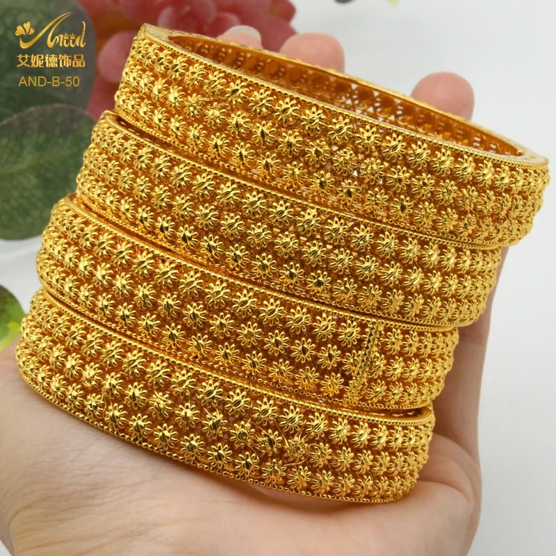 Designer African Bracelet: 24K Gold-Colored Bangles for Women, Luxury Wedding Jewelry - Flexi Africa - www.flexiafrica.com