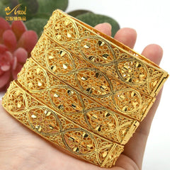 Designer African Bracelet: 24K Gold-Colored Bangles for Women, Luxury Wedding Jewelry - Flexi Africa - www.flexiafrica.com