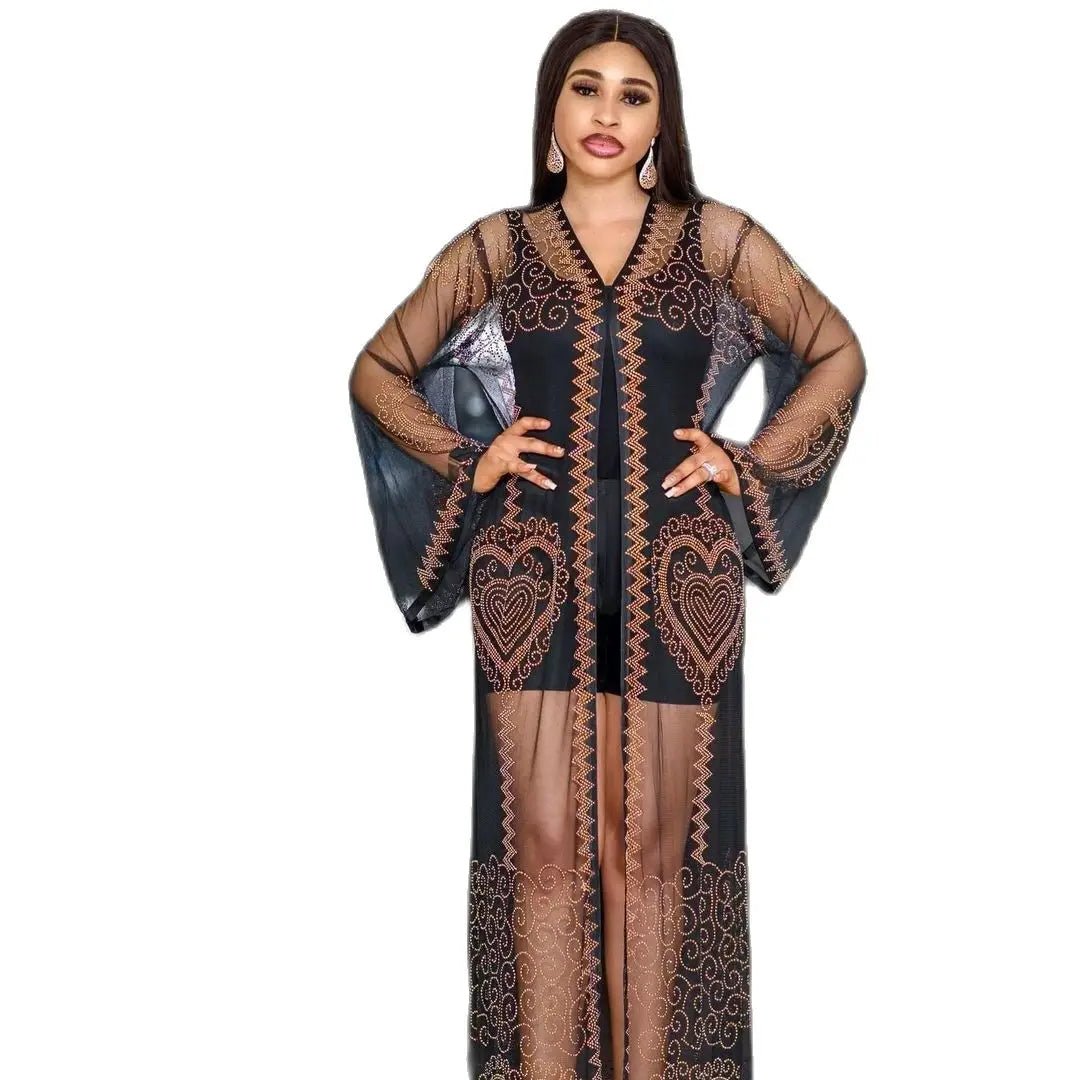 dress mesh fabric rhinestone decoration + sling sexy fashion luxury robe - Flexi Africa - Free Delivery Worldwide only at www.flexiafrica.com
