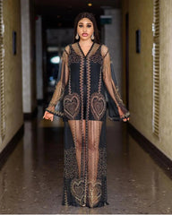 dress mesh fabric rhinestone decoration + sling sexy fashion luxury robe - Flexi Africa - Free Delivery Worldwide only at www.flexiafrica.com