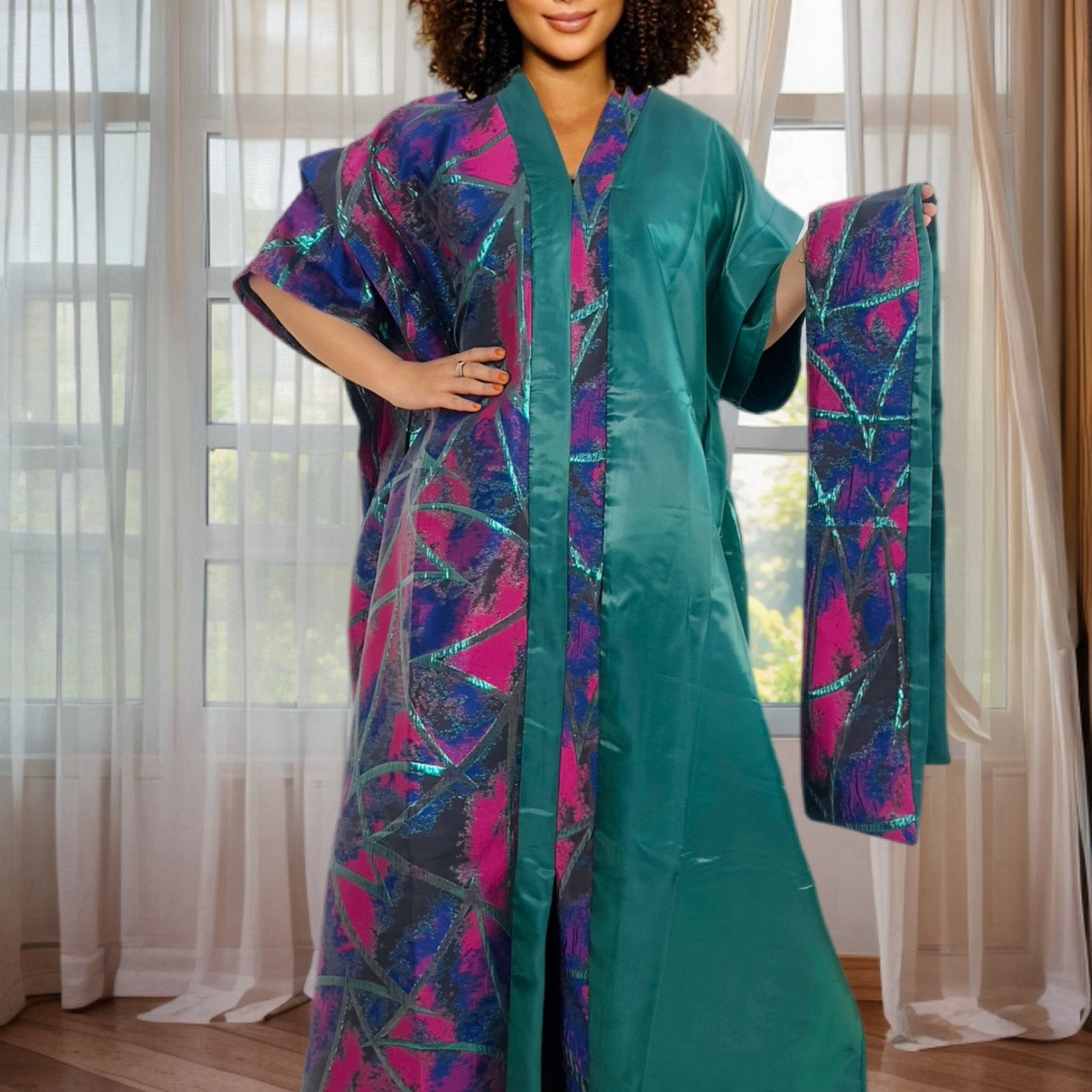 Elegant African Women’s Ethnic Dress – Jacquard Satin Finish