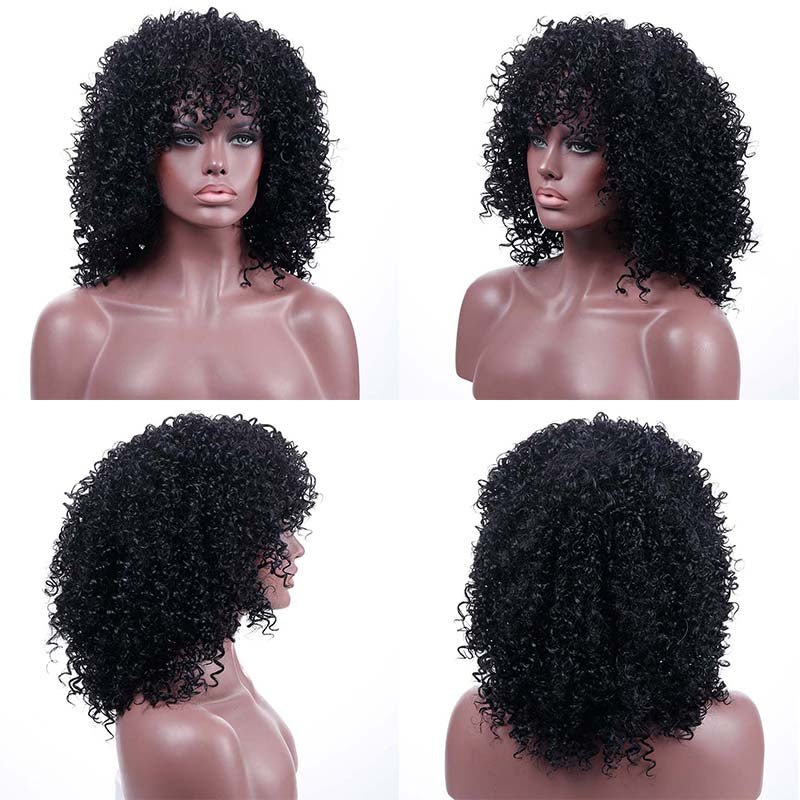 Effortlessly Chic: Pre-Plucked Glueless Afro Kinky Curly Short Wig for Black Women - Full Hair Extension - Flexi Africa - Flexi Africa offers Free Delivery Worldwide - Vibrant African traditional clothing showcasing bold prints and intricate designs