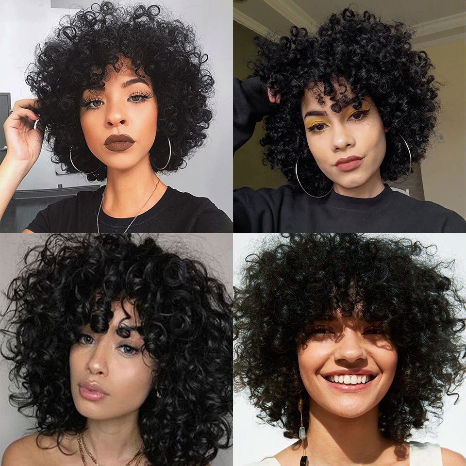 Effortlessly Chic: Pre-Plucked Glueless Afro Kinky Curly Short Wig for Black Women - Full Hair Extension - Flexi Africa
