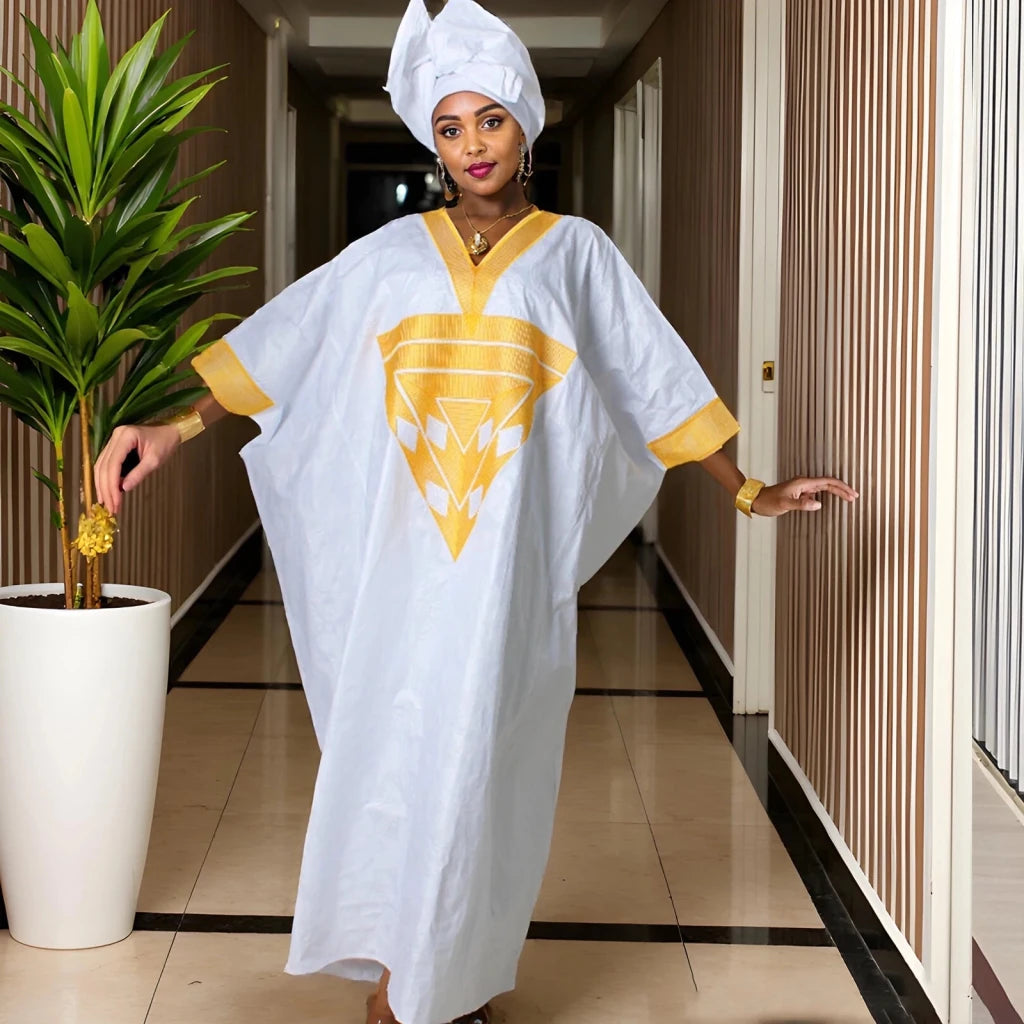 Elegant African Abaya Dress for Women – Embroidered Plus Size Church & Party Maxi Attire - Free Delivery Worldwide only at Flexi Africa