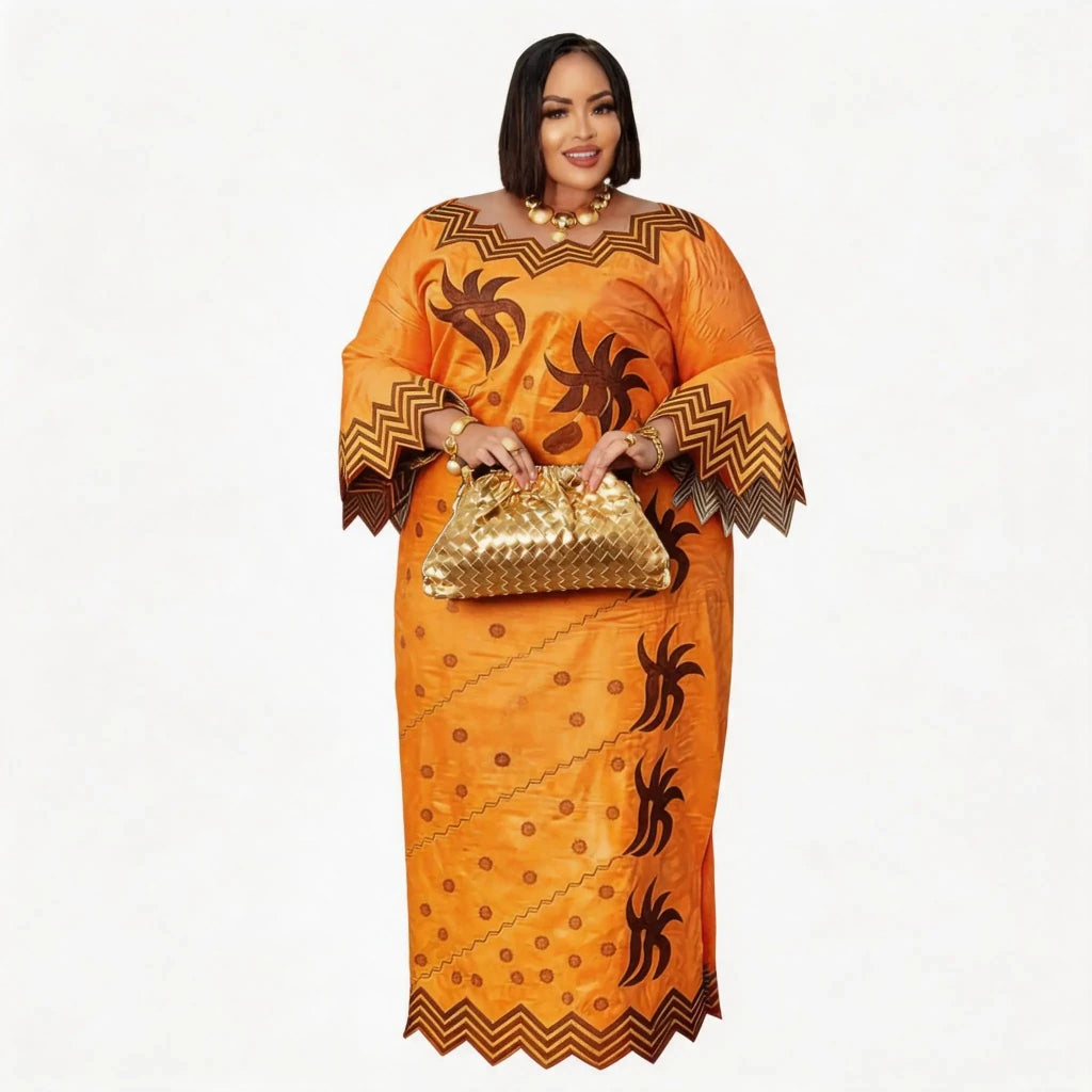 Elegant African Abaya Dress for Women – Embroidered Plus Size - Free Delivery Worldwide only at Flexi Africa