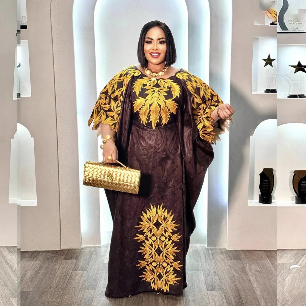 Elegant African Abaya Dress for Women – Embroidered Plus Size Party & Church Attire - Free Delivery Worldwide only at Flexi Africa