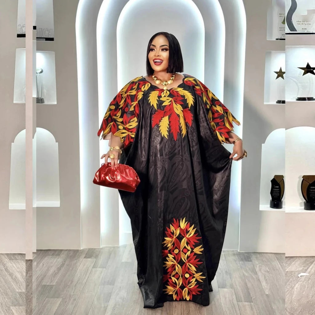 Elegant African Abaya Dress for Women – Embroidered Plus Size Party & Church Attire - Free Delivery Worldwide only at Flexi Africa