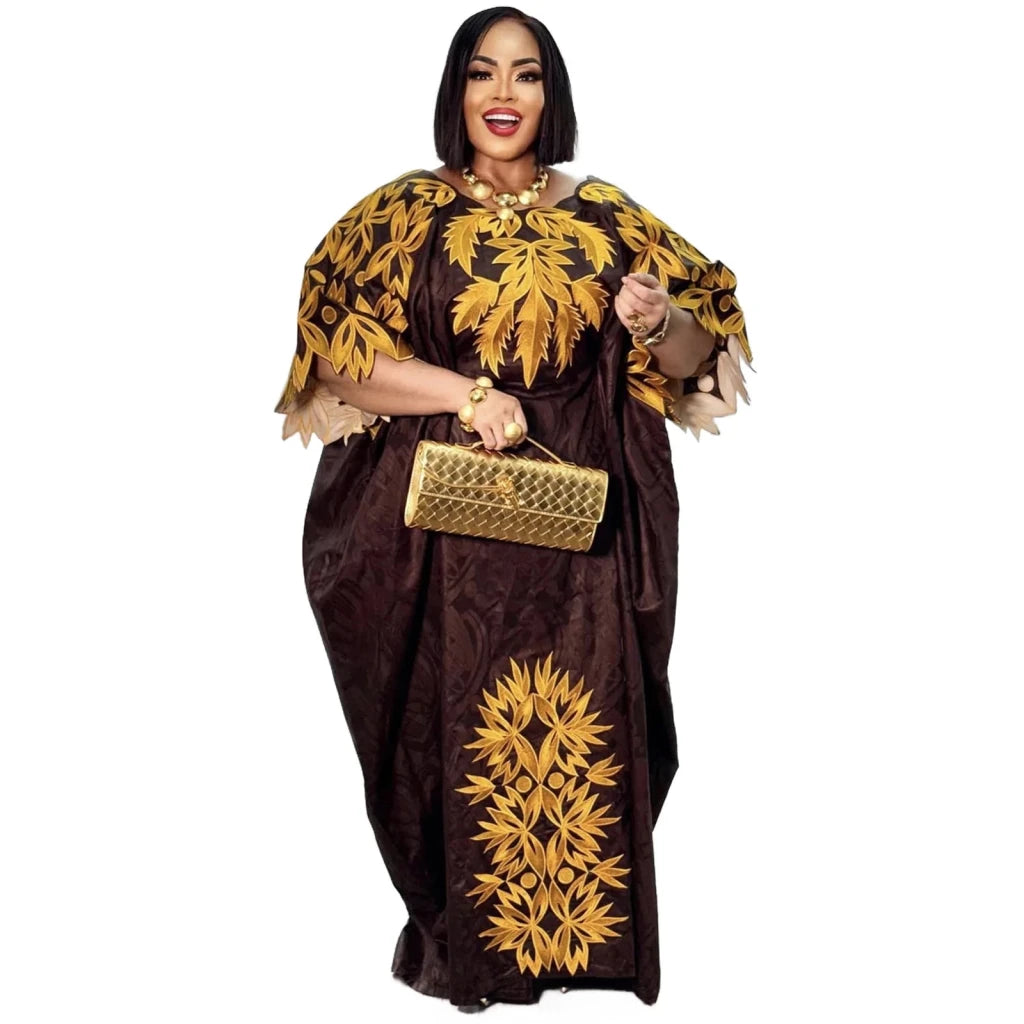 Elegant African Abaya Dress for Women – Embroidered Plus Size Party & Church Attire - Free Delivery Worldwide only at Flexi Africa