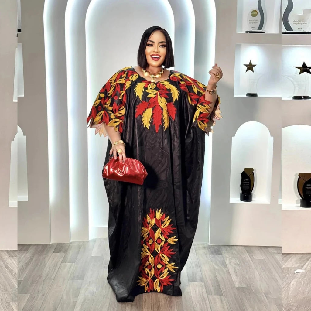 Elegant African Abaya Dress for Women – Embroidered Plus Size Party & Church Attire - Free Delivery Worldwide only at Flexi Africa