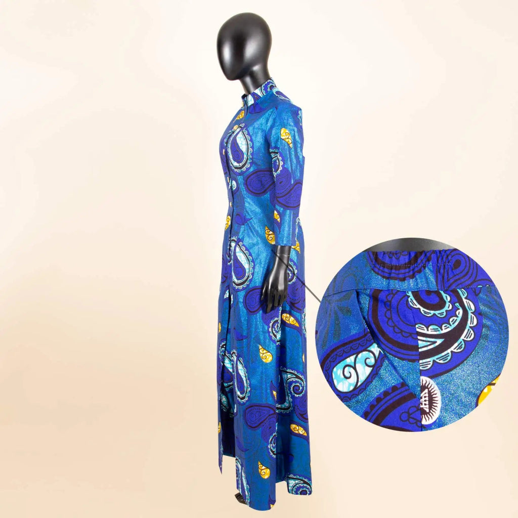 Elegant African Ankara 2 - Piece Set for Women – Floor - Length Dress, Long Coat & Pants Casual Suit - Free Delivery Worldwide only at Flexi Africa