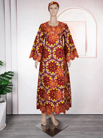 Elegant African Ankara Dashiki Long Dress for Women – Bazin Riche Wedding Party Gown & Traditional Robe - Free Delivery Worldwide only at Flexi Africa