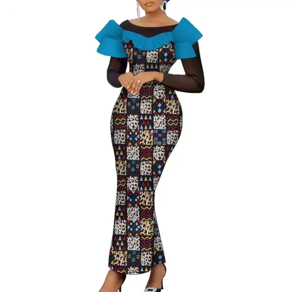 Elegant African Ankara Maxi Dress for Women – Traditional Dashiki Style - Free Delivery Worldwide only at Flexi Africa