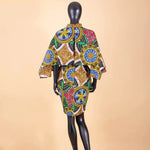 Elegant African Ankara Wax Batik Dress for Women – Bazin Riche Cotton O-Neck Bow Design - Free Delivery Worldwide only at Flexi Africa
