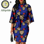 Elegant African Ankara Wax Batik Dress for Women – Bazin Riche Cotton O-Neck Bow Design - Free Delivery Worldwide only at Flexi Africa