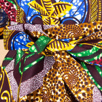 Elegant African Ankara Wax Batik Dress for Women – Bazin Riche Cotton O-Neck Bow Design - Free Delivery Worldwide only at Flexi Africa