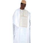 Elegant African Bazin Couple Attire – Length Dresses with Matching Headscarf - Free Delivery Worldwide only at Flexi Africa