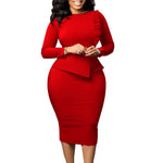 Elegant African Bodycon Midi Dress for Women – High-Waist Long-Sleeve Spring Outfit - Free Delivery Worldwide only at Flexi Africa