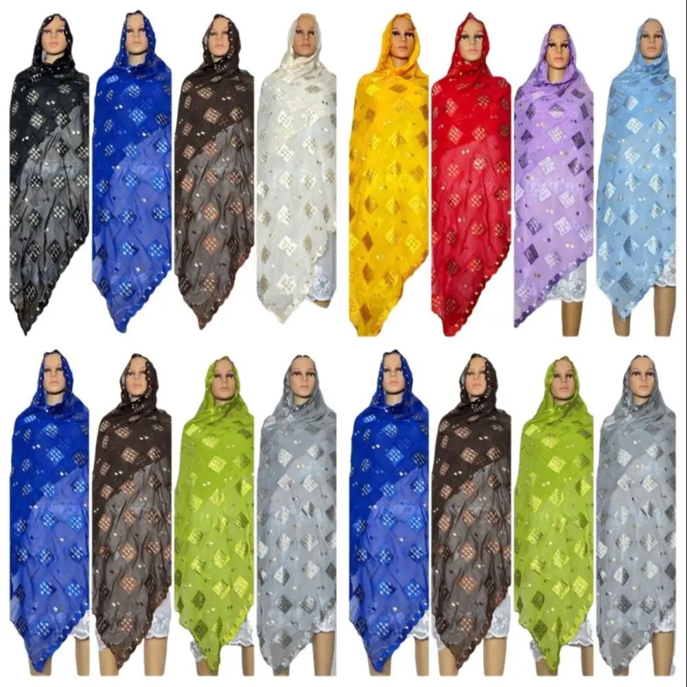 Elegant African Chiffon Hijab for Women – Embroidered Pashmina Shawl Headscarf - Free Delivery Worldwide only at Flexi Africa