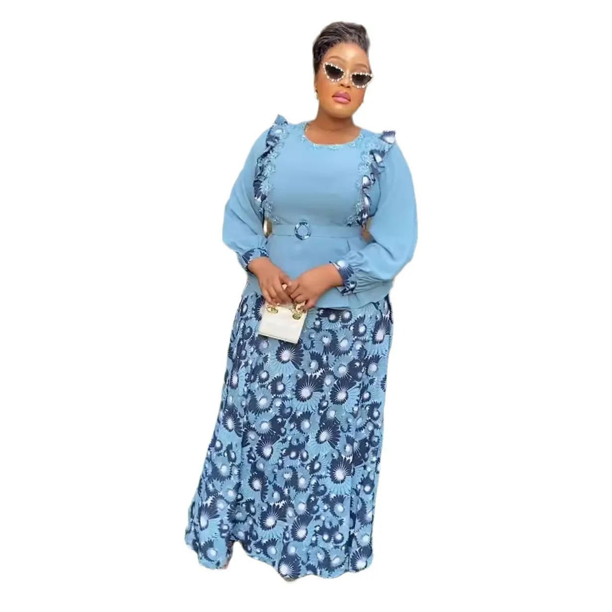 Elegant African Dresses for Women Two Pieces Set Tops And Skirts Suits Dashiki Ankara Outfits Plus Size Lady Party Dress 2024 - Flexi Africa - Flexi Africa offers Free Delivery Worldwide - Vibrant African traditional clothing showcasing bold prints and intricate designs