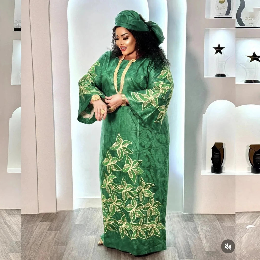 African Embroidered Abaya – Plus Size Church & Formal Dress