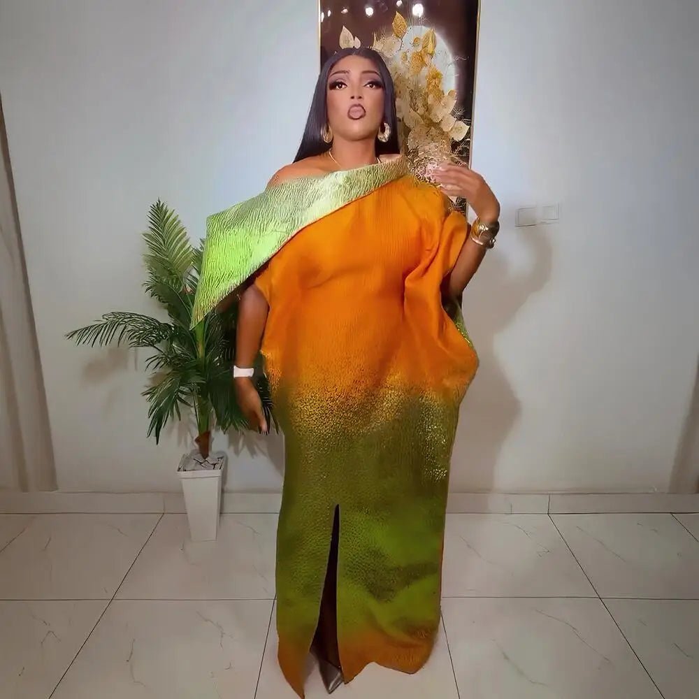Elegant African Evening Dress for Women with Matching Headscarf - Free Delivery Worldwide only at Flexi Africa