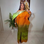 Elegant African Evening Dress for Women with Matching Headscarf - Free Delivery Worldwide only at Flexi Africa