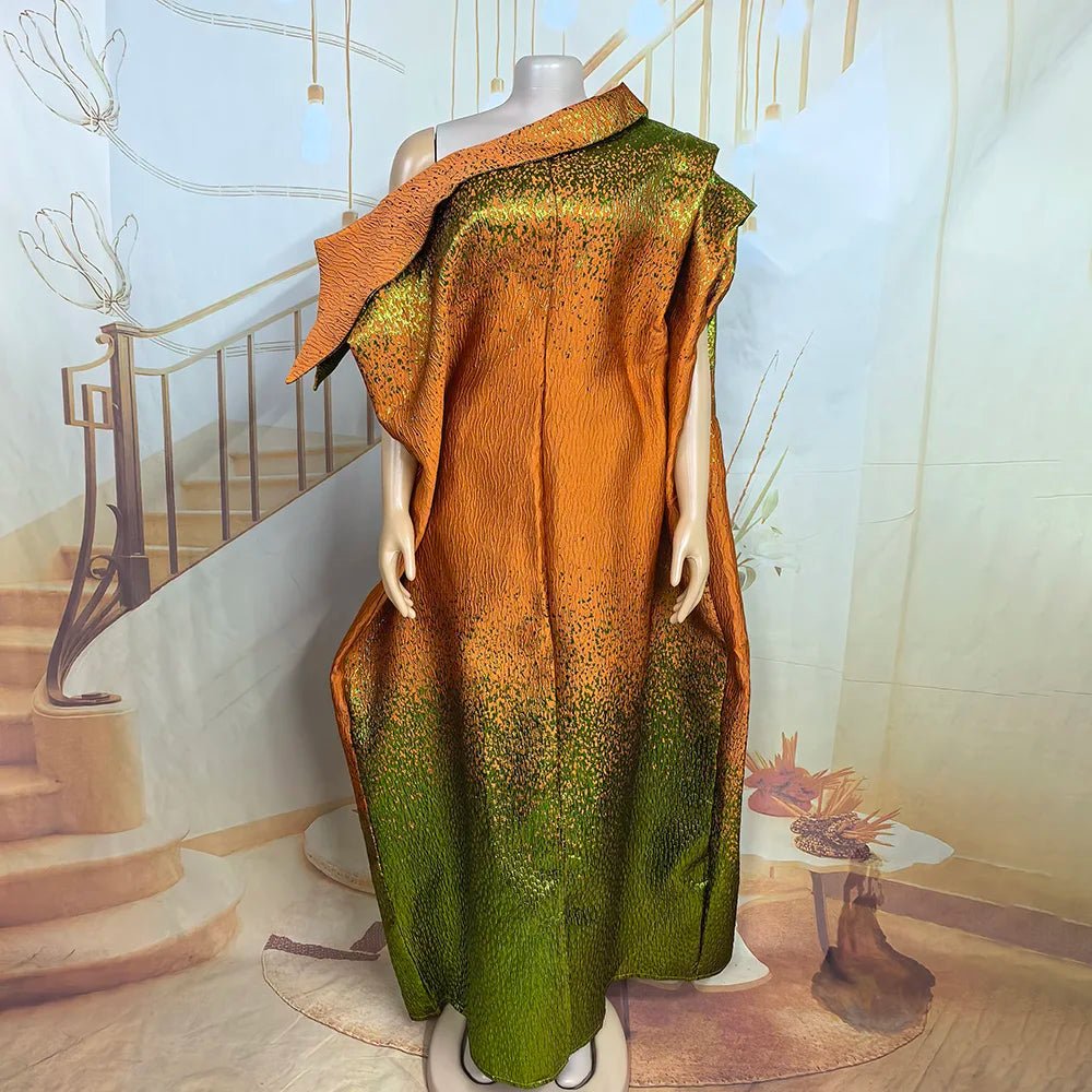 Elegant African Evening Dress for Women with Matching Headscarf - Free Delivery Worldwide only at Flexi Africa