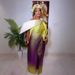 Elegant African Evening Dress for Women with Matching Headscarf - Free Delivery Worldwide only at Flexi Africa