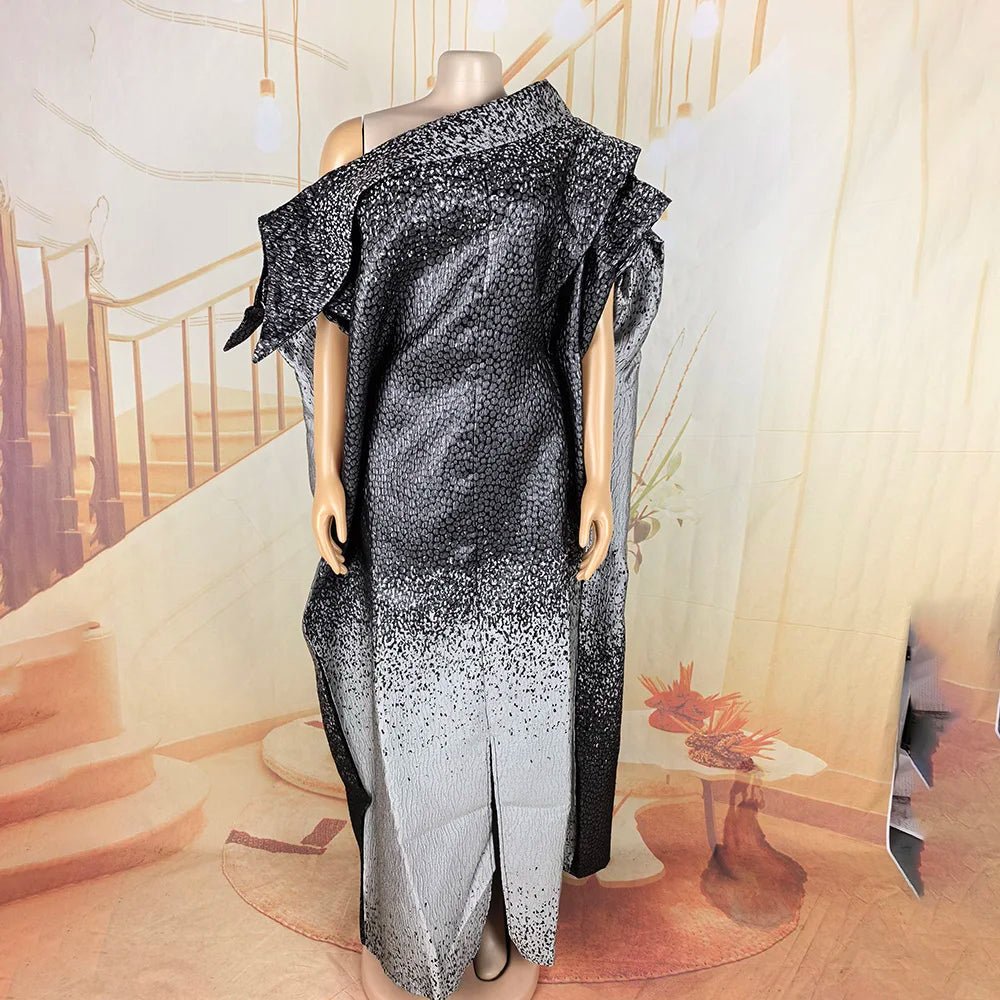 Elegant African Evening Dress for Women with Matching Headscarf - Free Delivery Worldwide only at Flexi Africa