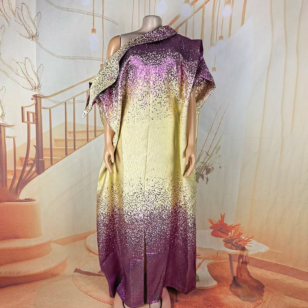 Elegant African Evening Dress for Women with Matching Headscarf - Free Delivery Worldwide only at Flexi Africa