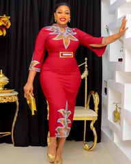Elegant African Evening Dresses Polyester for Women Dashiki Ankara Outfits Gown Plus Size Wedding Party Long Maxi Dress - Flexi Africa - Flexi Africa offers Free Delivery Worldwide - Vibrant African traditional clothing showcasing bold prints and intricate designs