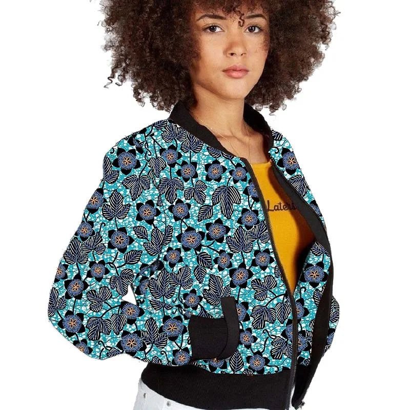 Elegant African-Inspired Women's Bomber Jacket: Colorful Statement Piece for Stylish Comfort - Flexi Africa FREE POST