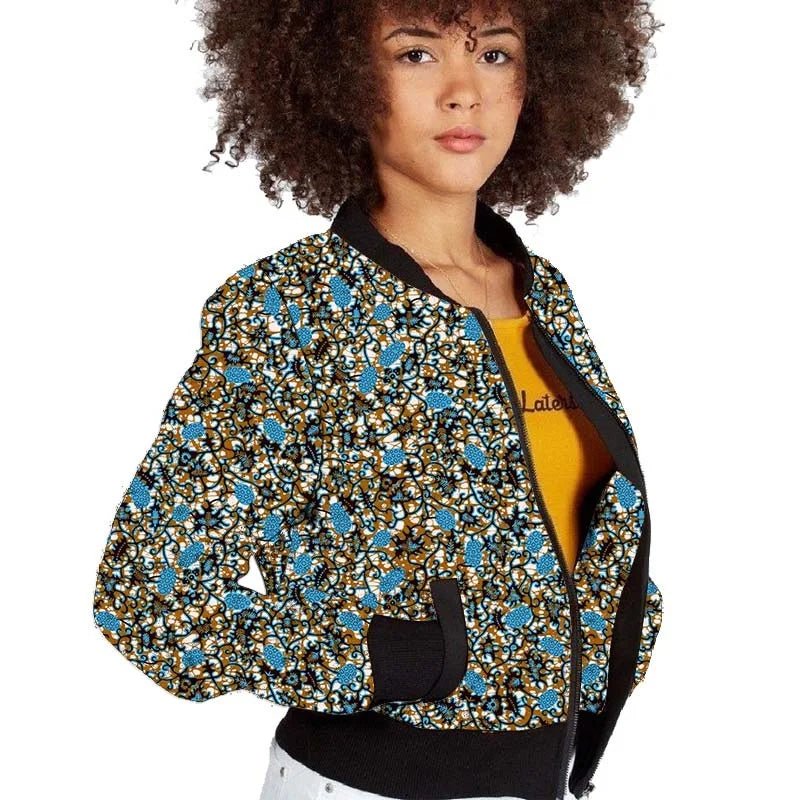 Elegant African-Inspired Women's Bomber Jacket: Colorful Statement Piece for Stylish Comfort - Flexi Africa - Flexi Africa offers Free Delivery Worldwide - Vibrant African traditional clothing showcasing bold prints and intricate designs