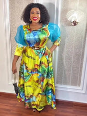 Elegant African Maxi Evening Dresses: Plus-Size Chic in Kaftan Chiffon - Flexi Africa - Free Delivery Worldwide only