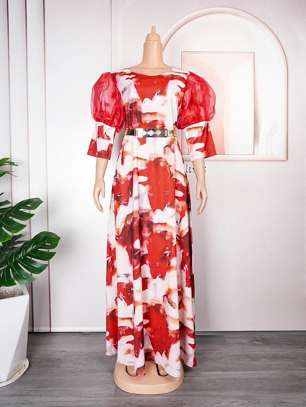 Elegant African Maxi Evening Dresses: Plus-Size Chic in Kaftan Chiffon - Flexi Africa - Flexi Africa offers Free Delivery Worldwide - Vibrant African traditional clothing showcasing bold prints and intricate designs