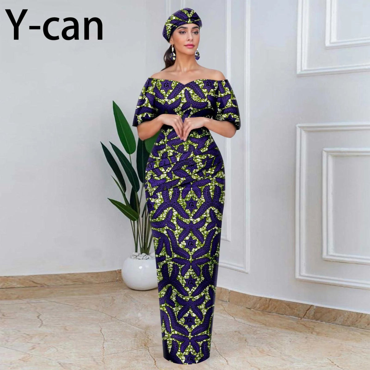 Elegant African Off-Shoulder Dress Earrings - Flexi Africa 800 / 6XL Elegant African Off-Shoulder Dress Earrings - Flexi Africa 800 / 6XL