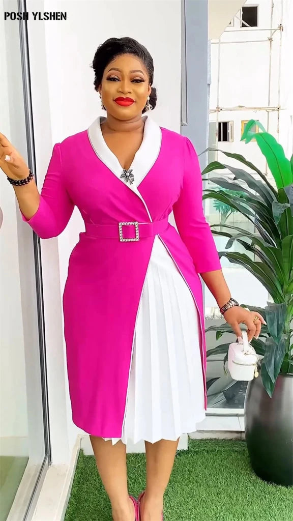 Elegant African Pleated Patchwork Maxi Dress for Women – Sleeveless Summer Party Dress - Free Delivery Worldwide only at Flexi Africa